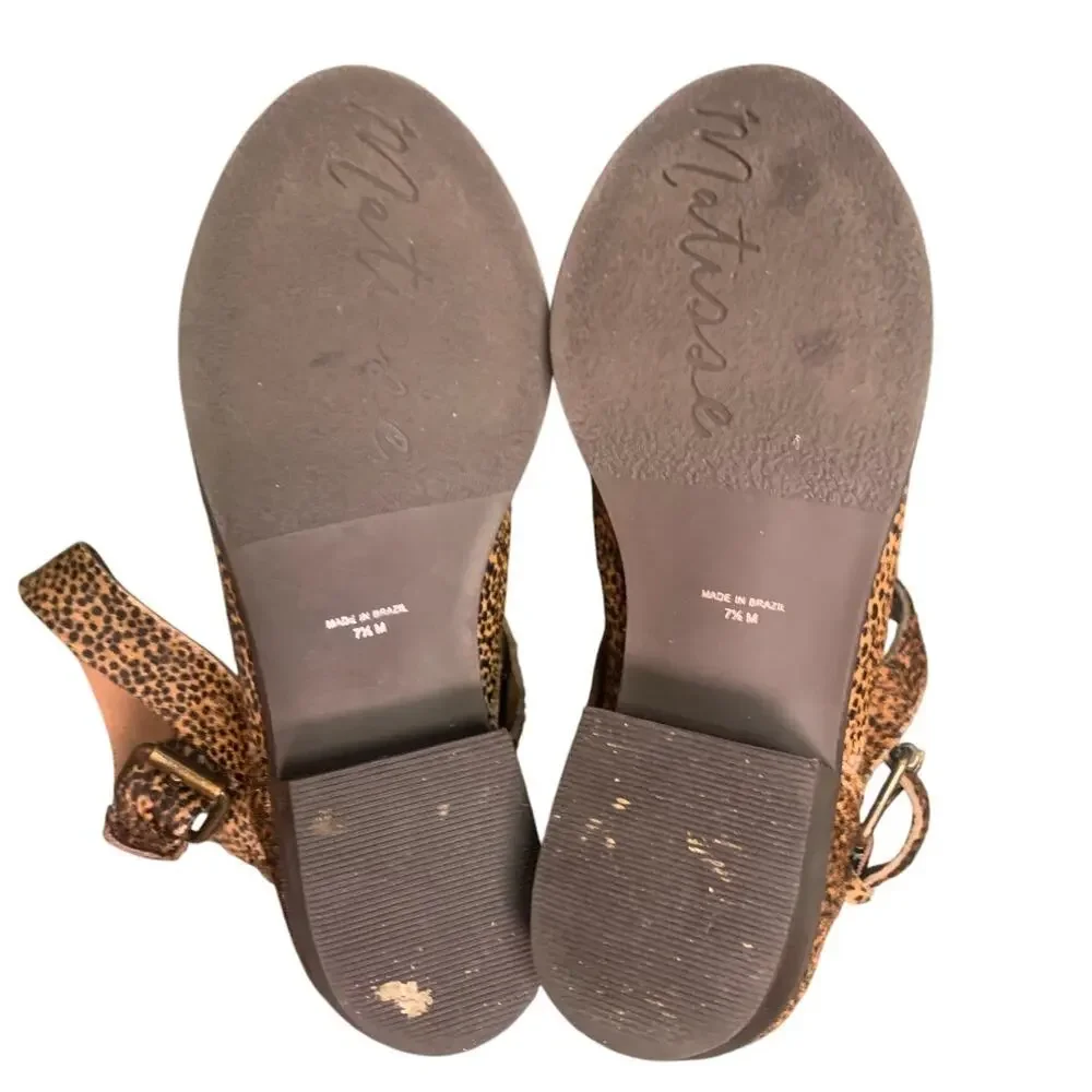 Matisse Raider Cowhair‎ leopard print strap & buckle ankle boots 7.5